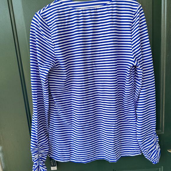 Kim Gravel x Swimsuits For All Zip Front Swim Cardigan Stripe 10 Rashguard QVC - Picture 6 of 9